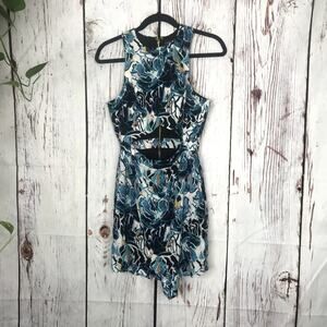 NWT NBD x the Naven Twins abstract floral cut out asymmetrical hem mini dress